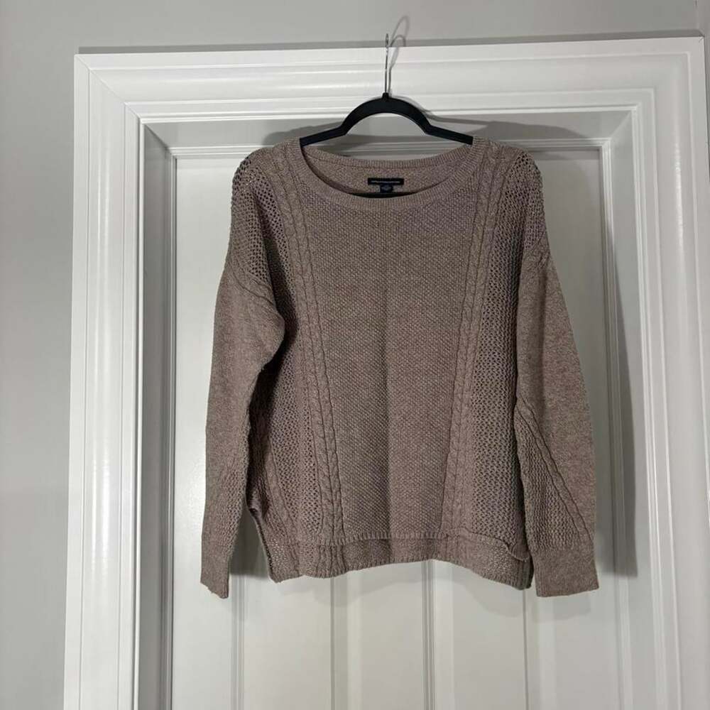 American Eagle Outfitters Cable Knit Sweater Size L Tan Brown